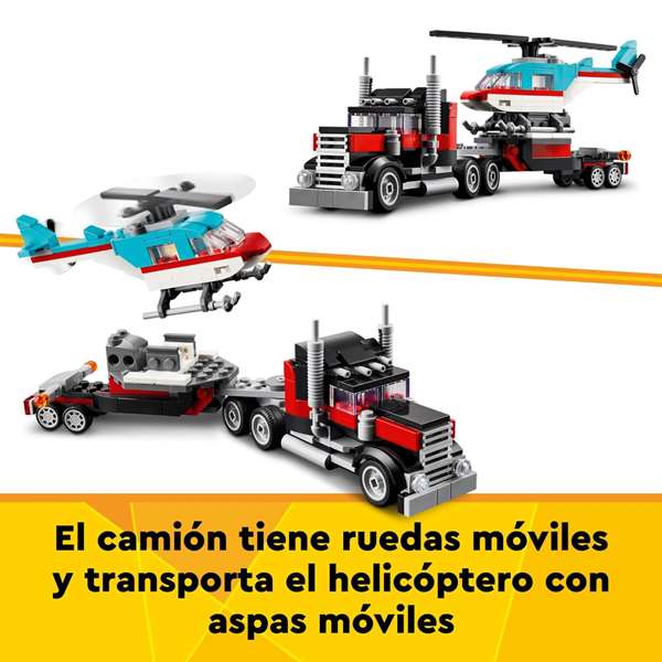 Lego Creator Juego de Construcción Camión Plataforma con Helicóptero - 31049 - Recomendado para niños a partir de 6 años