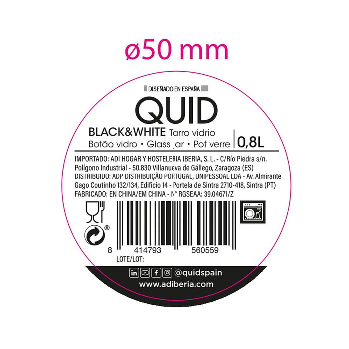 Tarro Vidrio Tape Metal Cobre B&W Quid 0,8 L (24 Unidades)