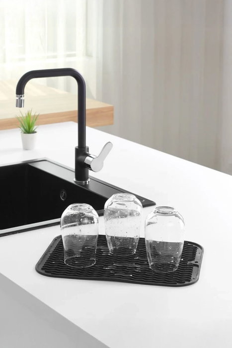 Hermia Ge-143Bulasık Escurridor de Platos de Silicona Negro 36 x 28 x 1 cm