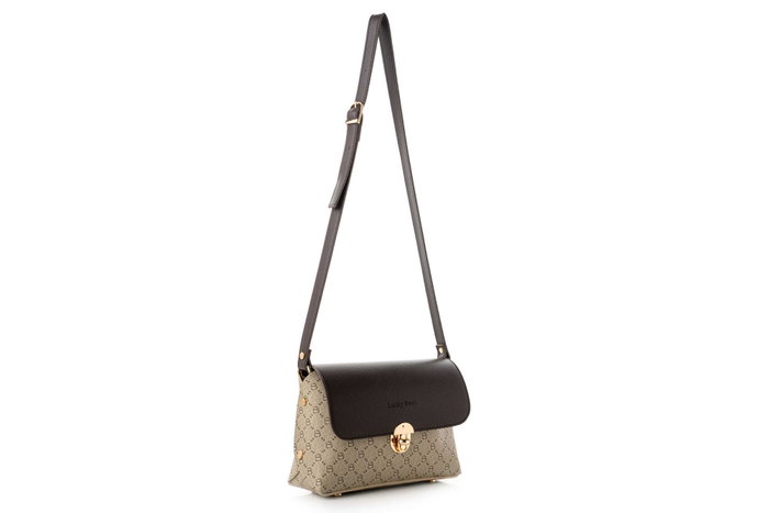 Lucky Bees Bolso bandolera 1278, Crema y Marrón, Piel de Polivinilo