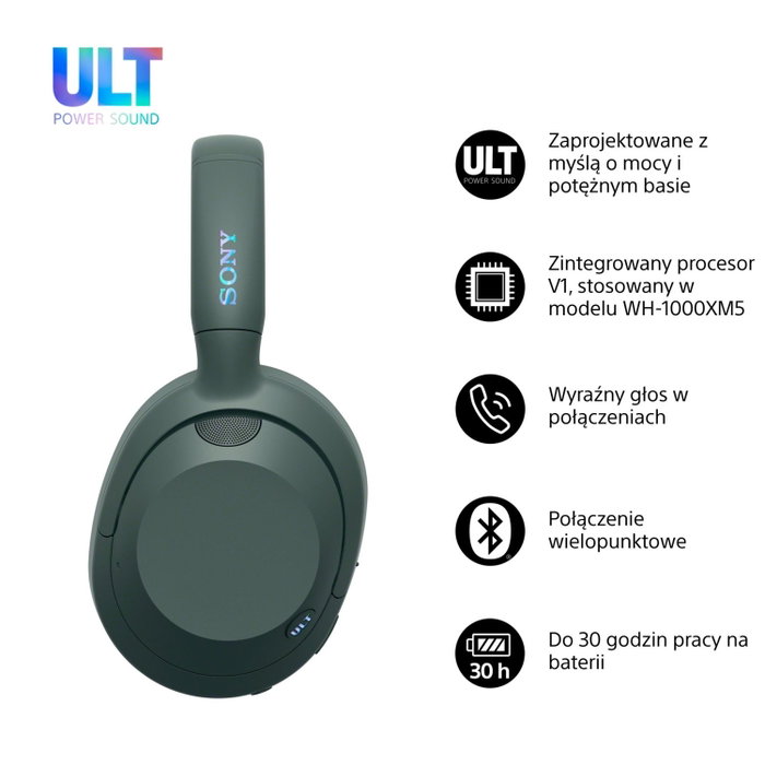 Sony WHULT900NH Auriculares Inalámbricos de Diadema Verde
