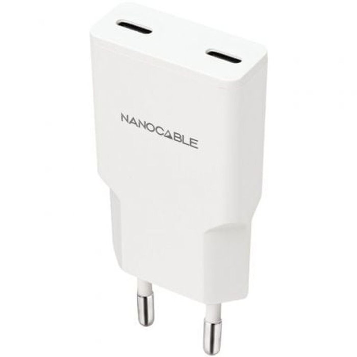 Nanocable Cargador de Pared 2xUSB-C PD 20W Blanco