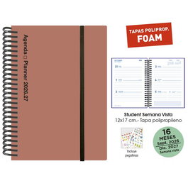 Agenda Anual (2026-27) Senfort 16 Meses Student Foam Espiral Tapa Pp Con Goma 120X170 S/V Siena