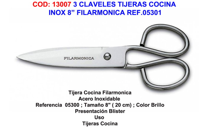 Filarmónica Tijeras de cocina inox 8 pulgadas Ref.05301 Filarmónica Tijeras de cocina inox 8 pulgadas Ref.05301