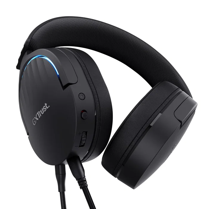 Trust Auriculares Gaming GXT 490 FAYZO con Sonido 7.1, Micrófono Desmontable, Almohadillas Circumaura, Iluminación RGB y Diseño Ecológico (85% Reciclado) - USB 2.0, Negro