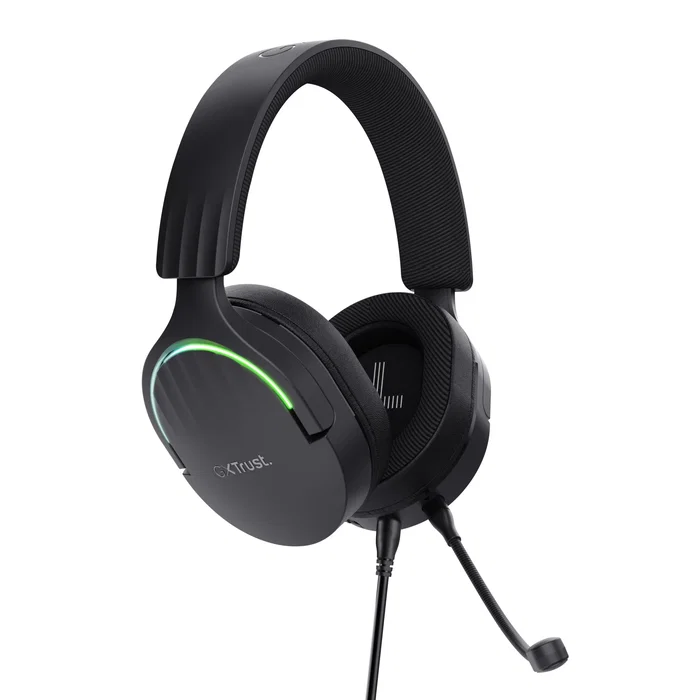 Trust Auriculares Gaming GXT 490 FAYZO con Sonido 7.1, Micrófono Desmontable, Almohadillas Circumaura, Iluminación RGB y Diseño Ecológico (85% Reciclado) - USB 2.0, Negro