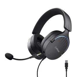 Trust GXT 490 FAYZO Auriculares Gaming Diadema con Sonido 7.1 Virtual, Micrófono Desmontable con Cancelación de Ruido, USB, Iluminación RGB, Almohadillas Circumaurares, Negro