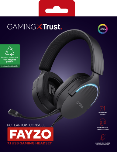 Trust GXT 490 FAYZO Auriculares Gaming USB 7.1 Negros