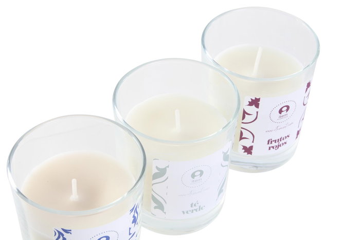 DKD Home Decor Vela Árabe Decorativa Diseño Azulejos Surtido Colores Azul Verde Menta Burdeos Cera Cristal 8x9x8cm Pack 6 Unds 110g/ud 30h