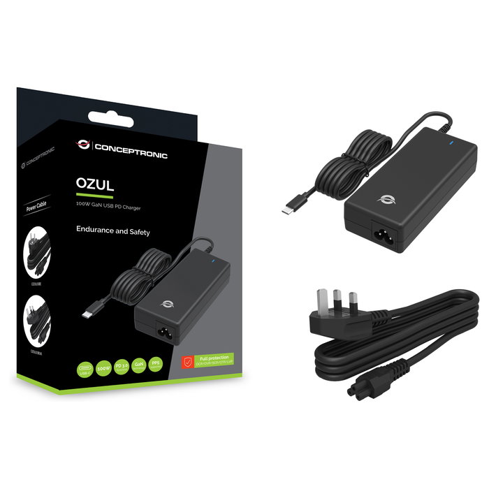Conceptronic OZUL03BUK Adaptador de corriente GaN 100W USB-C UK
