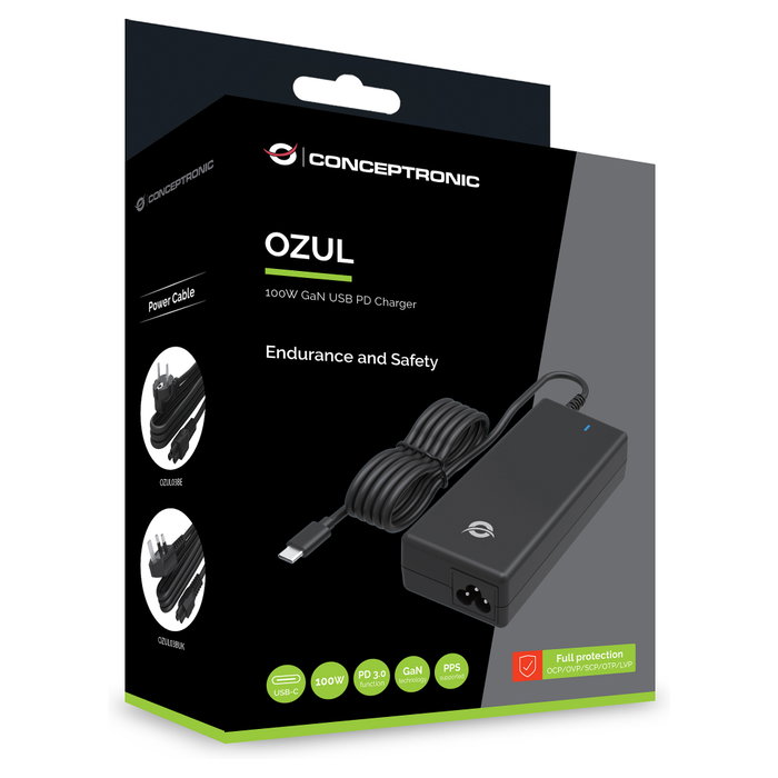 Conceptronic OZUL03BUK Adaptador de corriente GaN 100W USB-C UK