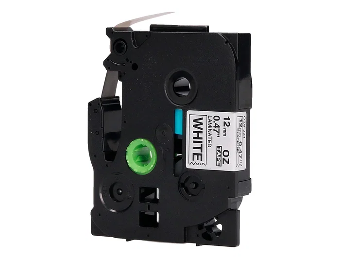 Q-connect Cinta TZE-231 Blanco-Negro 12mm, 8m - Cintas compatibles para rotuladoras Brother para etiquetado interior y exterior