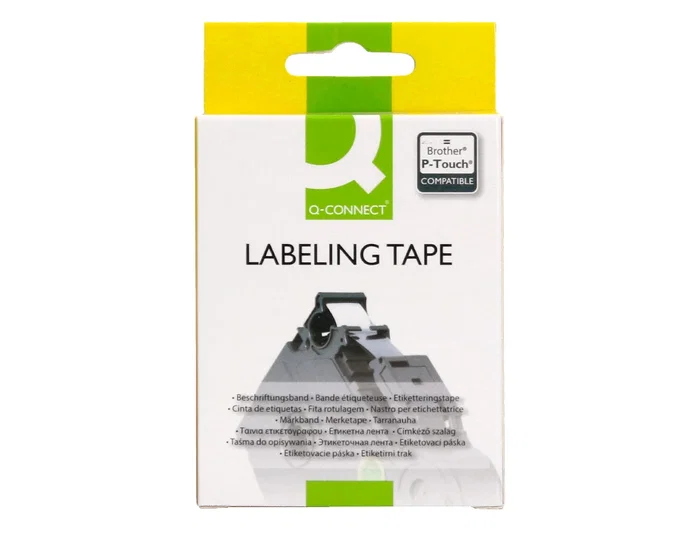 Q-connect Cinta TZE-231 Blanco-Negro 12mm, 8m - Cintas compatibles para rotuladoras Brother para etiquetado interior y exterior