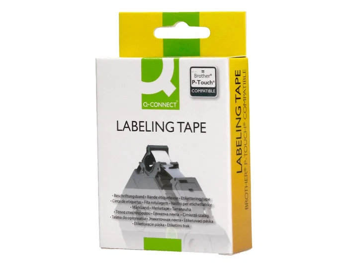 Q-connect Cinta TZE-231 Blanco-Negro 12mm, 8m - Cintas compatibles para rotuladoras Brother para etiquetado interior y exterior