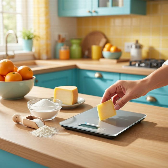 Blaupunkt Báscula de Cocina Digital 5 kg, Pantalla LCD, Superficie de Cristal Templado