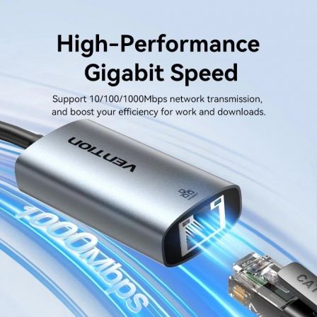 Vention CEZHB Adaptador USB-A a Gigabit Ethernet RJ45 1000Mbps para Portátil, Velocidad 10/100/1000 Mbps, Gris