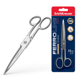 Erich Krause Tijeras Ferro 16 cm 14851 Acero Inoxidable Uso Universal Diestra Mango Metal Corte Recto