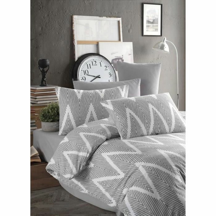 Juego de cama Gris con funda nórdica 220x240 cm y 2 fundas de almohada 60x60 cm
