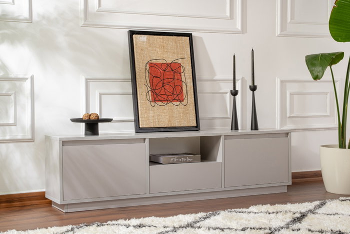Nordure Soporte de TV Gris 160cm Ancho x 42cm Alto x 29.5cm Profundo - Elegante y Moderno Mueble de Salón