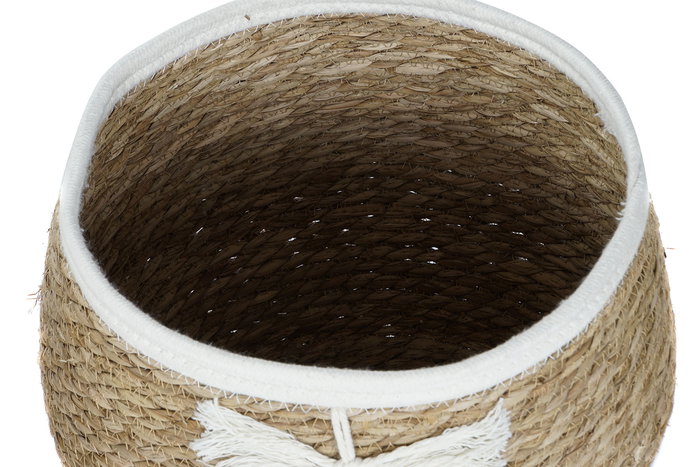 DKD Home Decor Cesta Set de 3 Piezas Natural Crema Fibra Algodon Macrame 33 x 27 x 33 cm