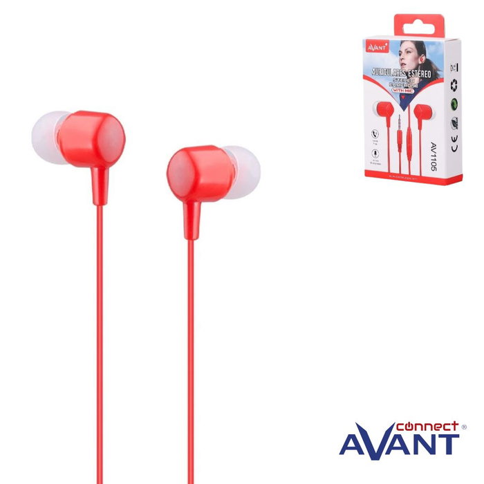 AVANT Auriculares In-Ear con Micrófono Avant Conect Rojo - Modelo In-Ear