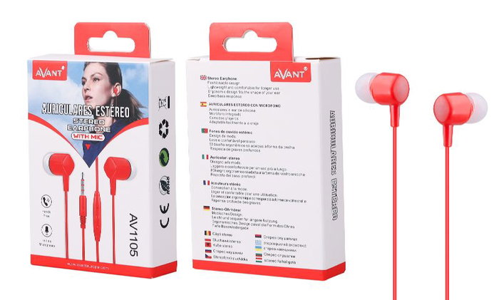 AVANT Auriculares In-Ear con Micrófono Avant Conect Rojo - Modelo In-Ear