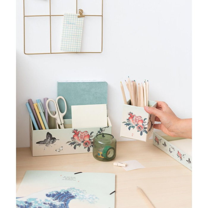 ERIK Set Organizador de Escritorio Japanese Art con Carpeta, Bandeja, Lapicero y Organizador de Sobremesa