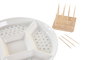 DKD Home Decor Bandeja para aperitivos de gres y bambú Multicolor 23,5x23,5x3 cm