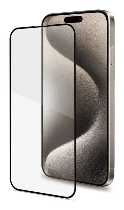 Celly FULLGLASS1079BK Protector de Pantalla FULLGLASS Vidrio Templado 9H Negro Antihuellas para Apple iPhone 16 Pro, Resistente Rayones y Golpes, 1 Unidad
