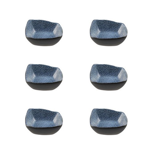 Summa IO Bol Cuadrado Granilla Azul-Negro 13.5x13.5x4 cm Gres Vitrificado - Vajilla (Set de 12)