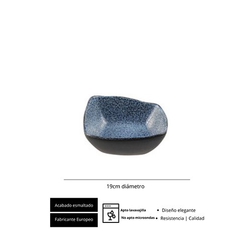 Summa IO Bol Cuadrado Granilla Azul-Negro 13.5x13.5x4 cm Gres Vitrificado - Vajilla (Set de 12)