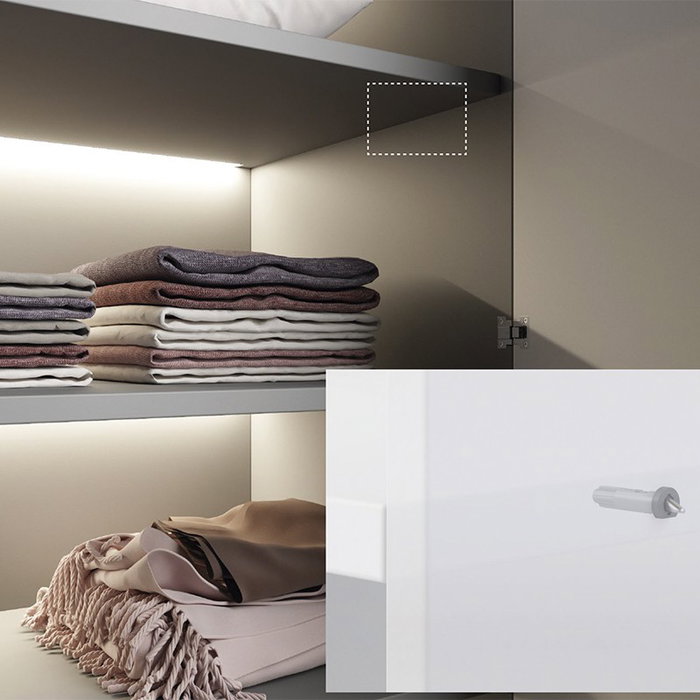 Herrajes de Union Soporte Invisible No-One para Estantes - Montaje Fácil Sin Herramientas, Ref. 214.47, Acabado Gris Herrajes de Union Soporte Invisible No-One para Estantes - Montaje Fácil Sin Herramientas, Ref. 214.47, Acabado Gris