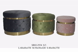 DKD Home Decor Set de 3 Reposapiés Multicolor en Terciopelo