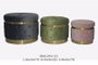 DKD Home Decor Set de 3 Reposapiés Multicolor en Terciopelo