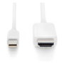 Digitus Cable adaptador Mini DisplayPort a HDMI, 2 metros, 4K Ultra HD 3840 x 2160, 1080p, 3D, Plug and Play, DP 1.2