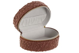 DKD Home Decor Joyero de Poliéster Boucle Burdeos 13x9x6,5 cm