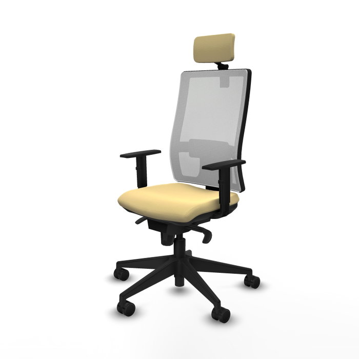 PIQUERAS Y CRESPO Silla de oficina Horna con mecanismo Sincro, Similpiel Crema y Malla Blanco PIQUERAS Y CRESPO Silla de oficina Horna con mecanismo Sincro, Similpiel Crema y Malla Blanco