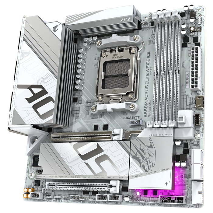 Gigabyte B850M AORUS ELITE WIFI6E ICE Blanco