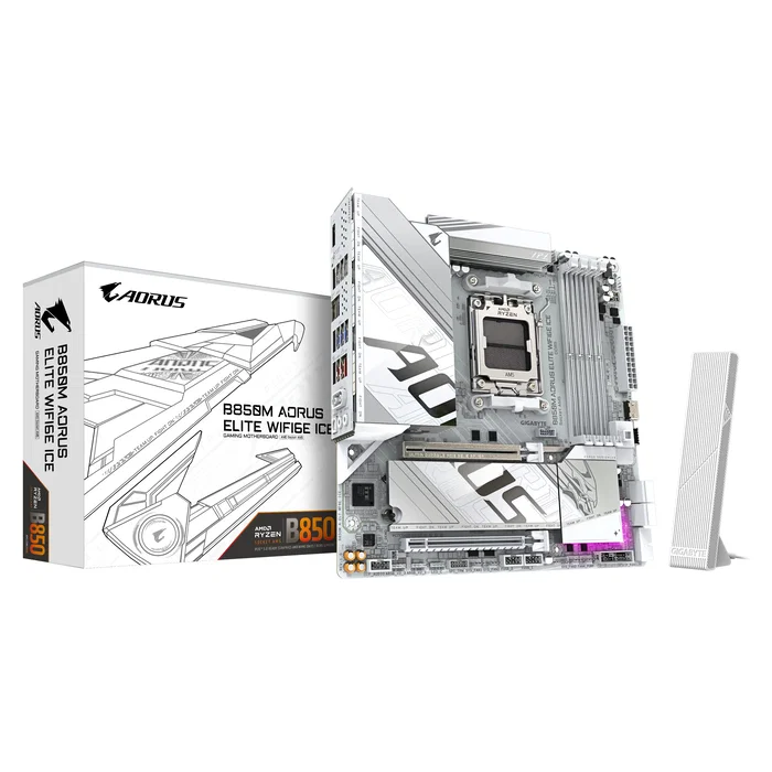 Gigabyte B850M AORUS ELITE WIFI6E ICE Blanco, Socket AM5, DDR5