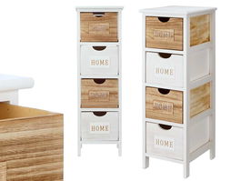 Giftdecor Mueble Estrecho 4 Cajones Blanco y Madera 26x81x31.6 cm