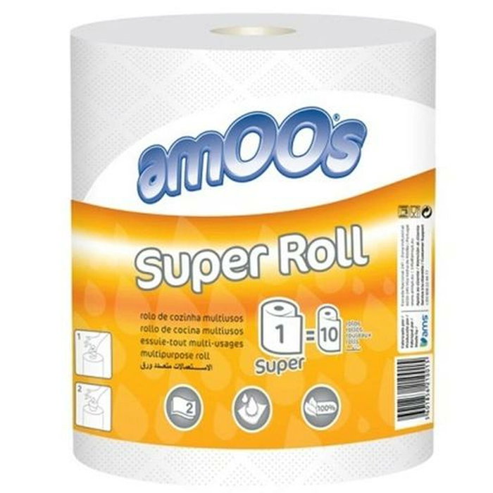 Amoos Papel de Cocina Super Roll 2 Capas Blanco 91m