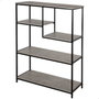 Max Home Estantería Asimétrica 4 Baldas 75x30x100cm Hierro y Madera MDF