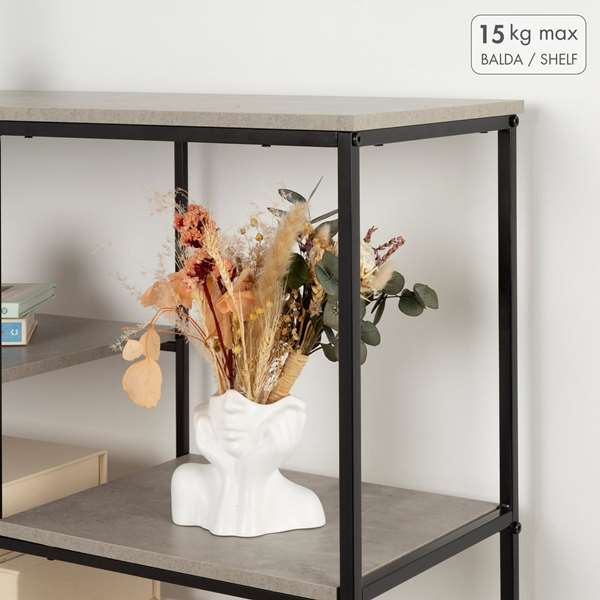 Max Home Estantería Asimétrica 4 Baldas 75x30x100cm Hierro y Madera MDF