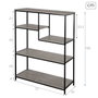Max Home Estantería Asimétrica 4 Baldas 75x30x100cm Hierro y Madera MDF