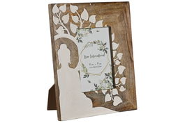 DKD Home Decor Marco Foto Oriental 10x15 cm Marron y Blanco (2 Unidades) Colección Buda Hoja Mango Cristal 20x2x25 cm