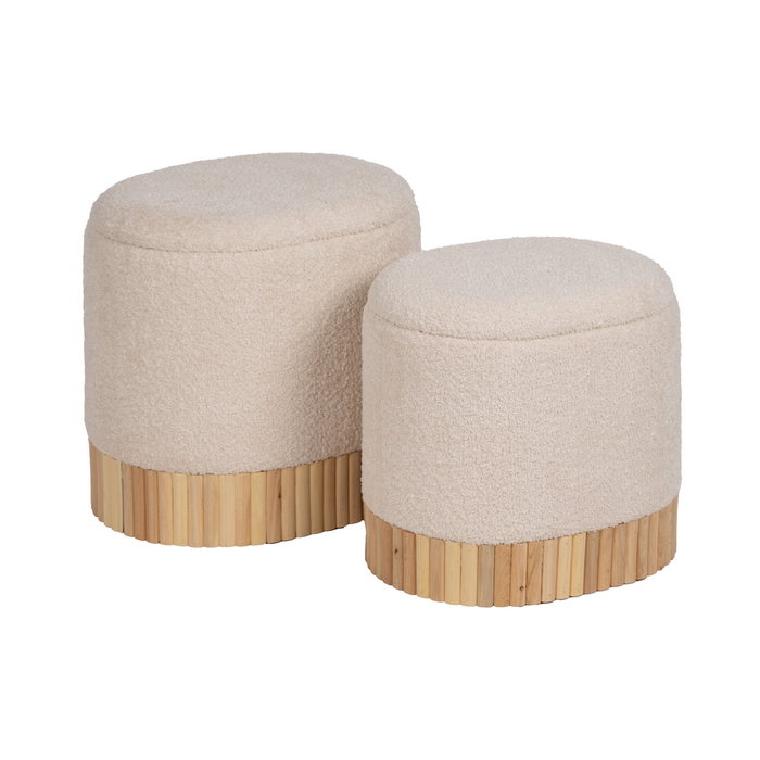 S/2 Puf Baúl Crema Dm-Tejido 44 X 34 X 45 cm