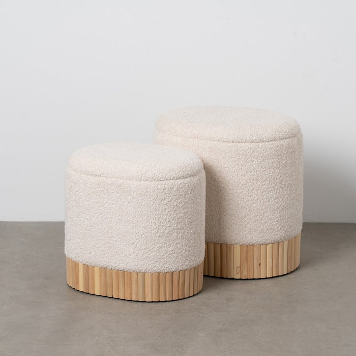 S/2 Puf Baúl Crema Dm-Tejido 44 X 34 X 45 cm