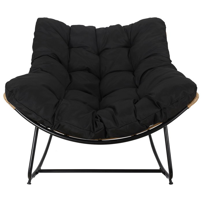 Home Deco Factory Butaca Mecedora Tulum Negra para Patio y Jardín con Asiento Acolchado