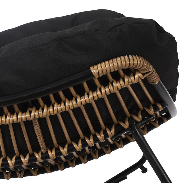 Home Deco Factory Butaca Mecedora Tulum Negra para Patio y Jardín con Asiento Acolchado