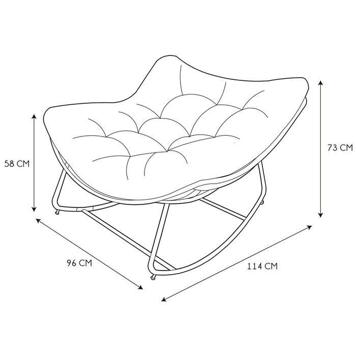 Home Deco Factory Butaca Mecedora Tulum Negra para Patio y Jardín con Asiento Acolchado